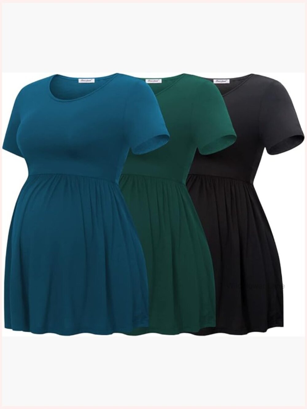 Maternity Short Sleeve Scoop Neck Nursing Tee 3-Pack